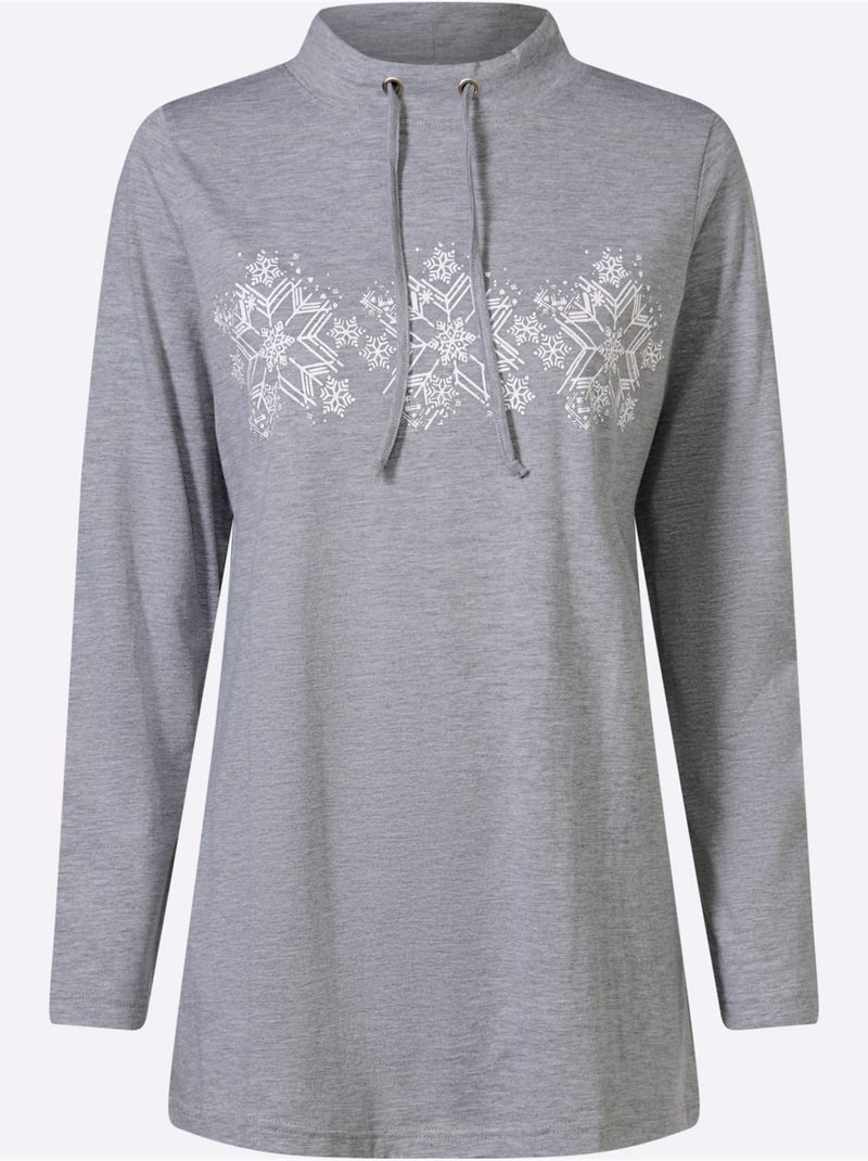 T-shirt long pur coton - taille standard - moda vilona Gris Ecru - Kiabi