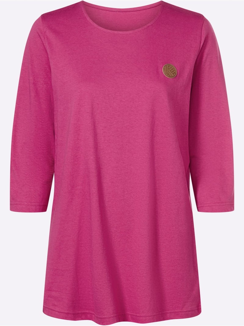 T-shirt Long Pur Coton - Taille Standard - Moda Vilona Magenta - Kiabi