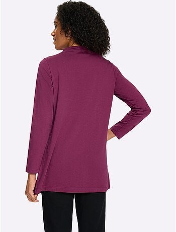 T-shirt long pur coton - taille standard - moda vilona