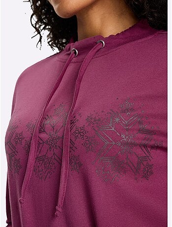 T-shirt long pur coton - taille standard - moda vilona