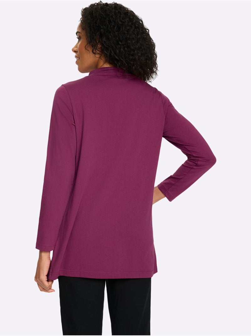 T-shirt long pur coton - taille standard - moda vilona Mauve - Kiabi