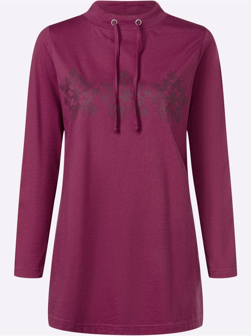 T-shirt long pur coton - taille standard - moda vilona Mauve - Kiabi