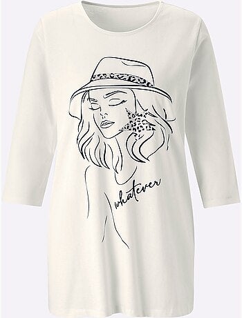 T-shirt long pur coton - taille standard - moda vilona