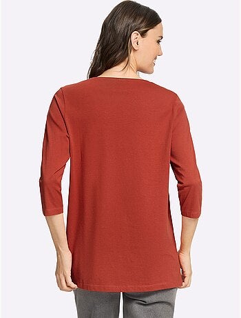 T-shirt long pur coton - taille standard - moda vilona