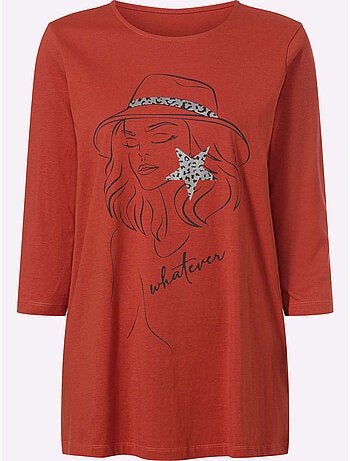 T-shirt long pur coton - taille standard - moda vilona