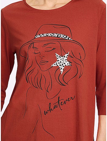 T-shirt long pur coton - taille standard - moda vilona