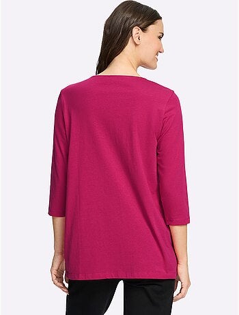 T-shirt long pur coton - taille standard - moda vilona