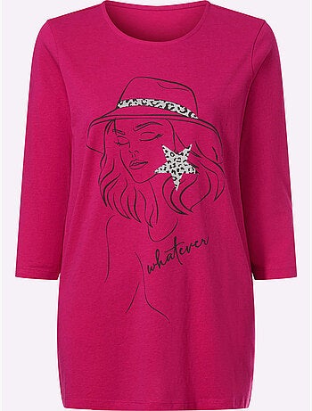 T-shirt long pur coton - taille standard - moda vilona