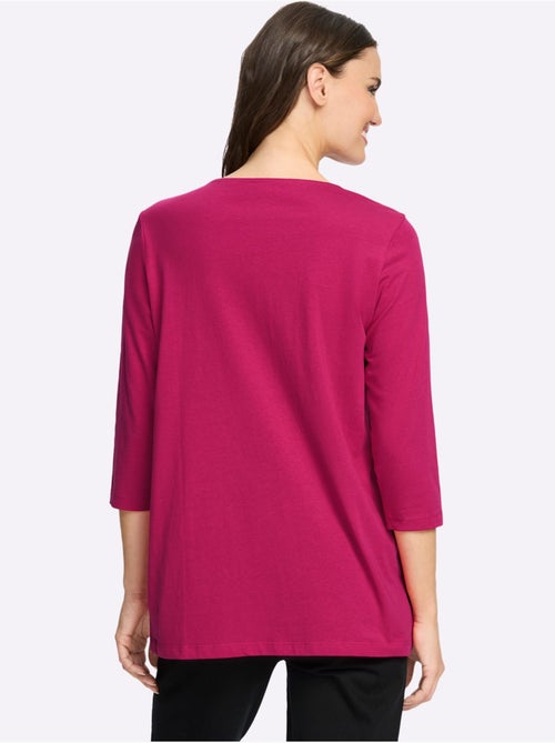 T-shirt long pur coton - taille standard - moda vilona - Kiabi