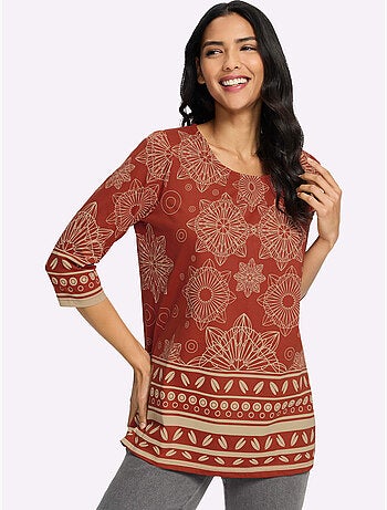 T-shirt Long Pur Coton - Taille Standard - Moda Vilona