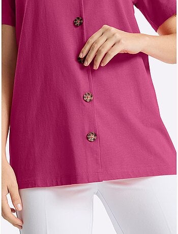 T-shirt Long Pur Coton - Taille Standard - Moda Vilona