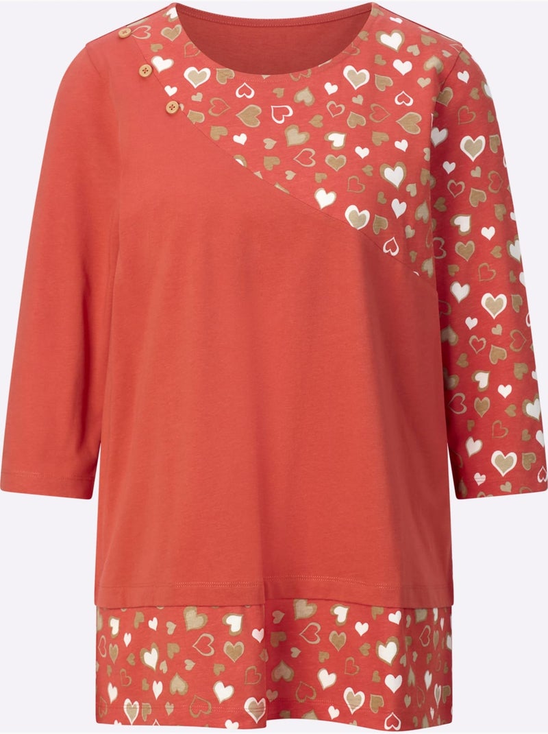 T-shirt Long Pur Coton - Taille Standard - Moda Vilona Terre cuite - Kiabi