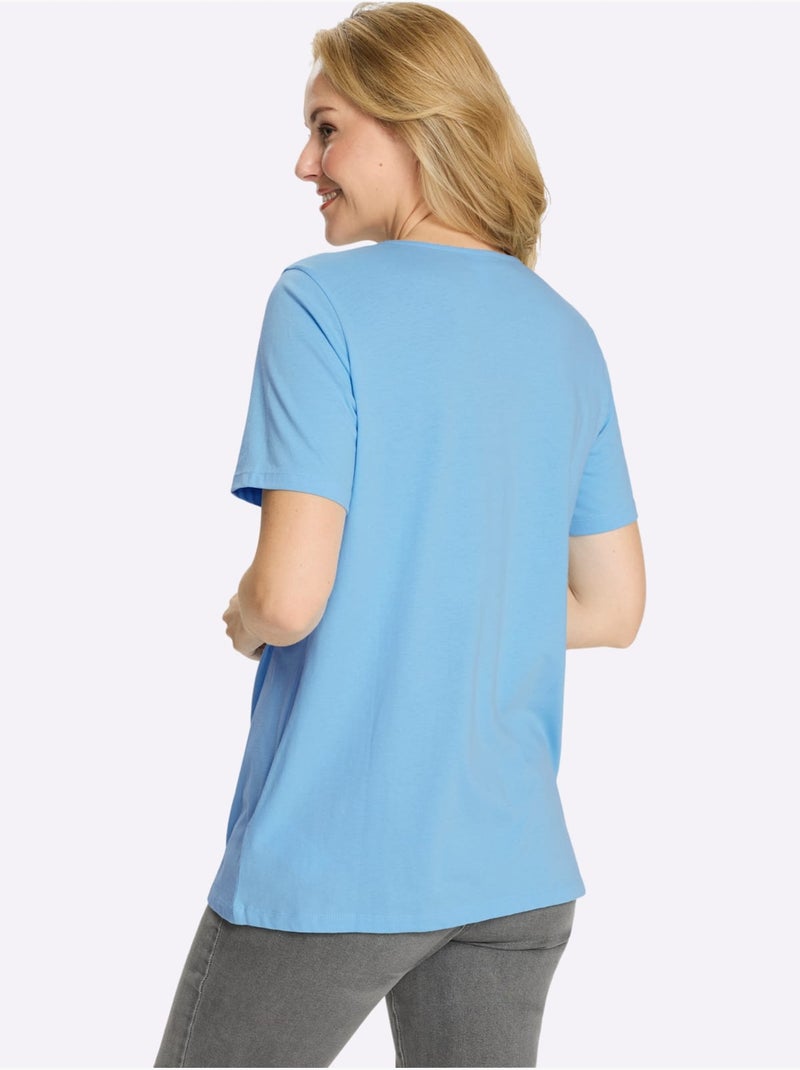 T-shirt Long Pur Coton - Taille Standard - Moda Vilona Vert d'eau - Kiabi