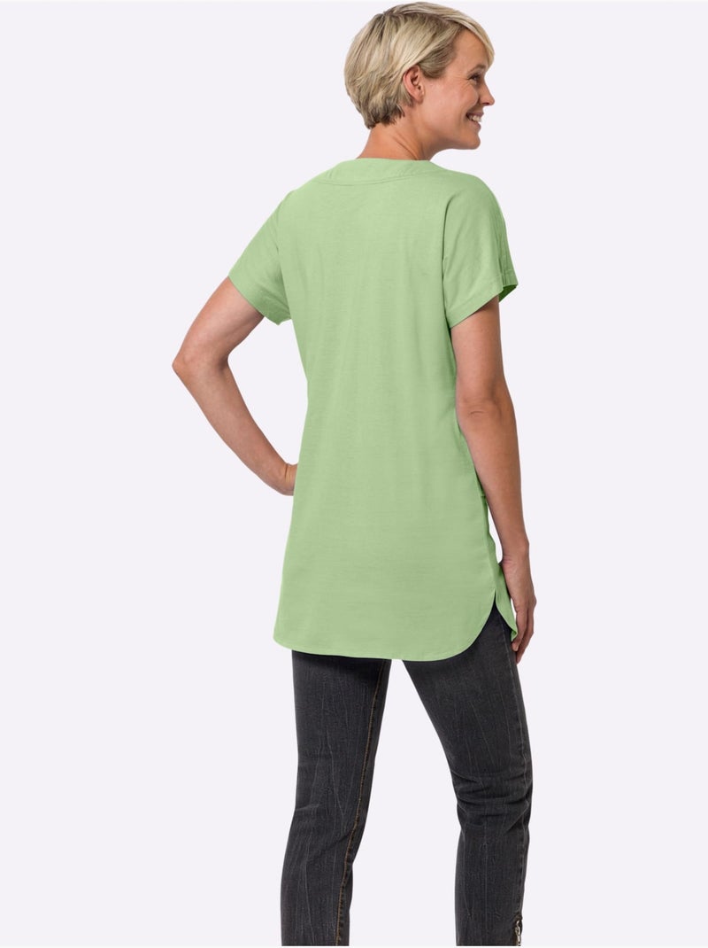T-shirt Long Pur Coton - Taille Standard - Moda Vilona Vert - Kiabi