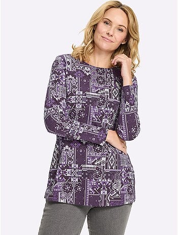 T-shirt Long Pur Coton - Taille Standard - Moda Vilona