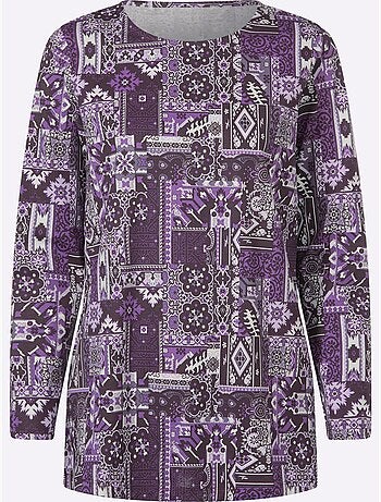 T-shirt Long Pur Coton - Taille Standard - Moda Vilona