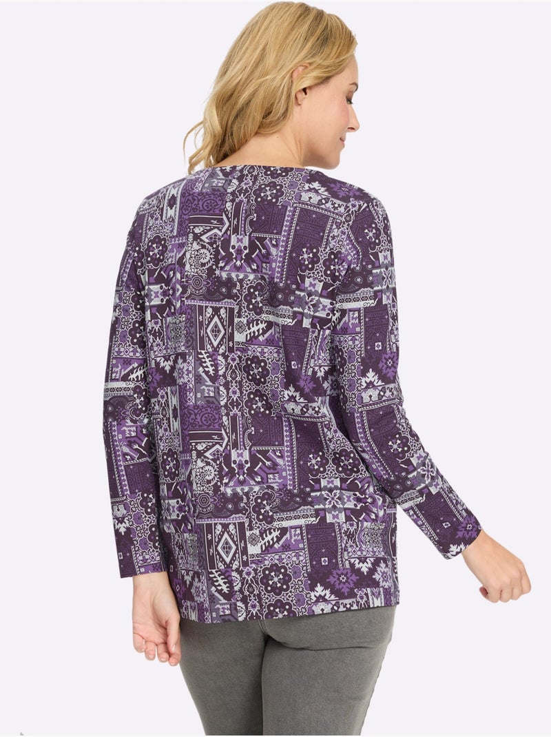T-shirt Long Pur Coton - Taille Standard - Moda Vilona Violet aubergine - Kiabi
