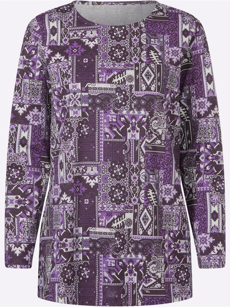 T-shirt Long Pur Coton - Taille Standard - Moda Vilona Violet aubergine - Kiabi