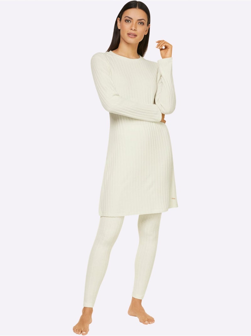 T-shirt Long Qualité Côtelée Confortable - Taille Standard - Witt Ecru - Kiabi