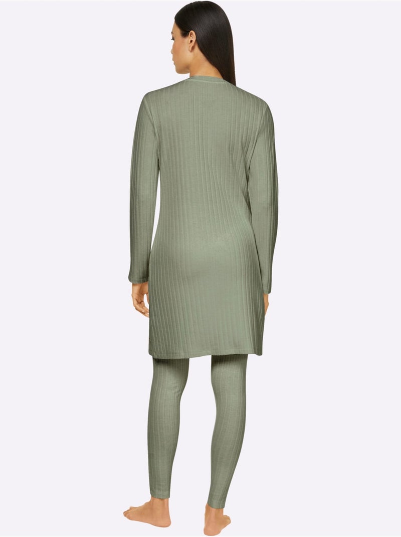 T-shirt Long Qualité Côtelée Confortable - Taille Standard - Witt Vert tilleul - Kiabi