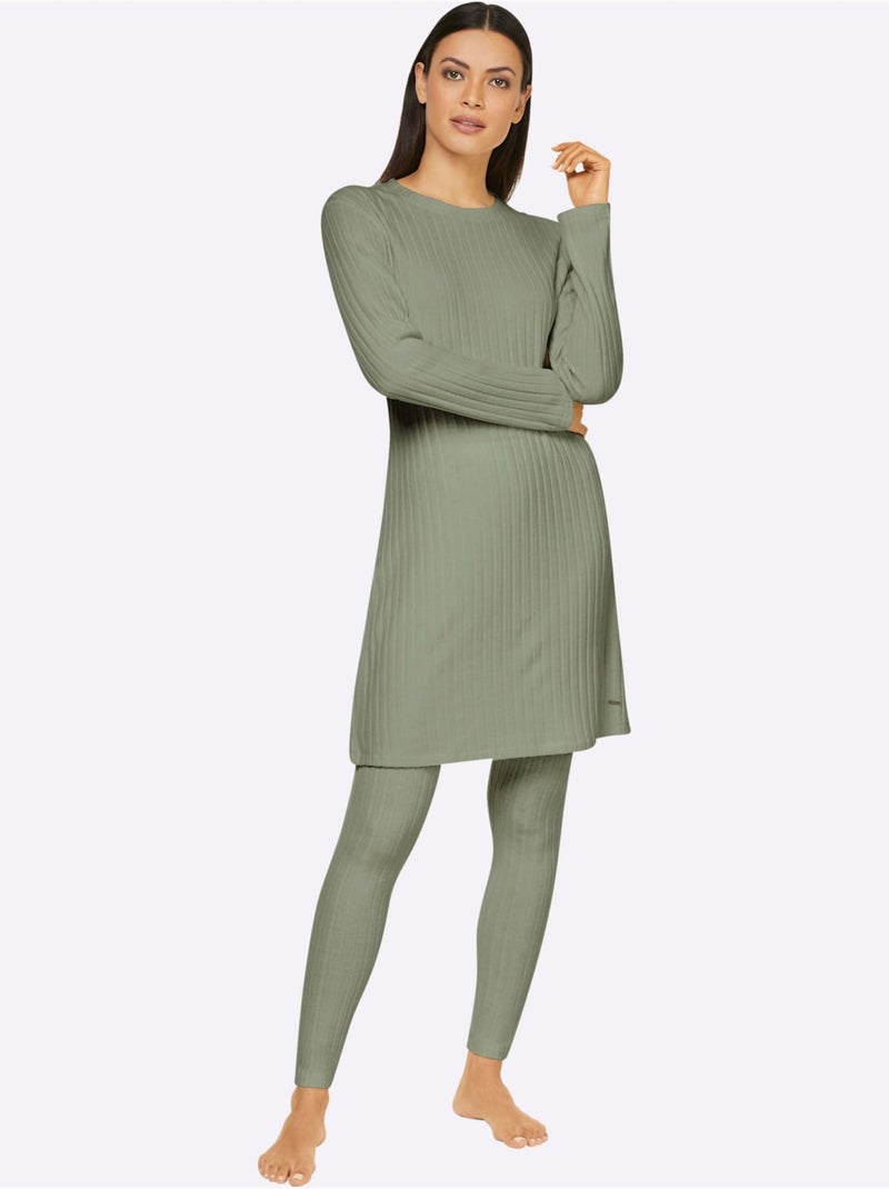 T-shirt Long Qualité Côtelée Confortable - Taille Standard - Witt Vert tilleul - Kiabi