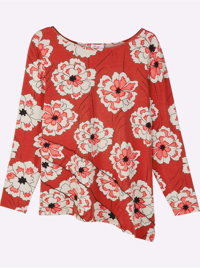 T-shirt Long Style Superposé - Taille Standard - Sheego Rouge - Kiabi