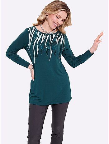 T-shirt Long Viscose Douce Et Fluide - Taille Standard - Moda Vilona