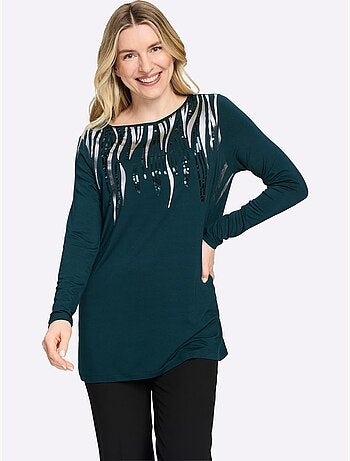 T-shirt Long Viscose Douce Et Fluide - Taille Standard - Moda Vilona