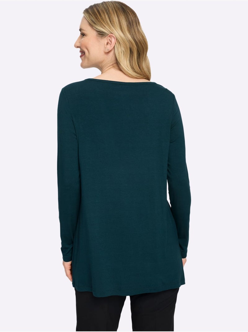 T-shirt Long Viscose Douce Et Fluide - Taille Standard - Moda Vilona Bleu pétrole - Kiabi