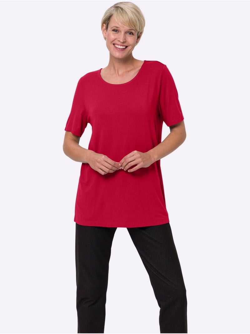 T-shirt Long Viscose Douce Et Fluide - Taille Standard - Moda Vilona Rouge - Kiabi