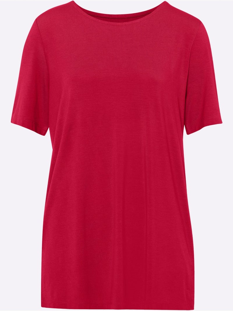 T-shirt Long Viscose Douce Et Fluide - Taille Standard - Moda Vilona Rouge - Kiabi