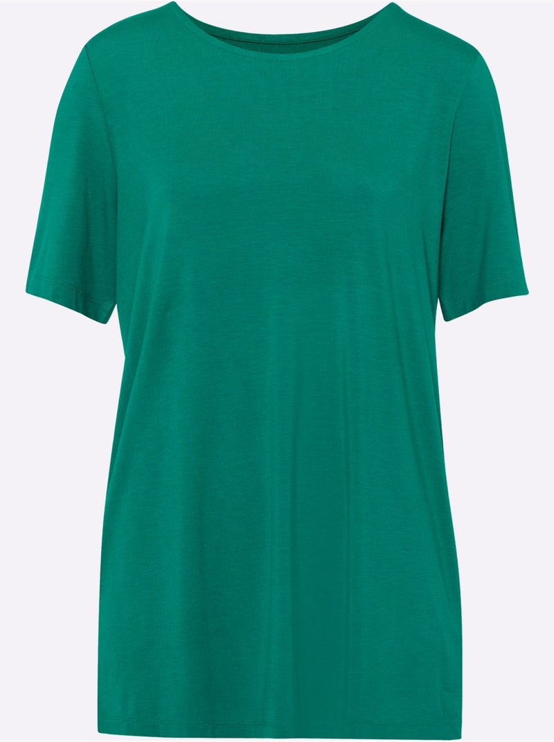 T-shirt Long Viscose Douce Et Fluide - Taille Standard - Moda Vilona Vert - Kiabi