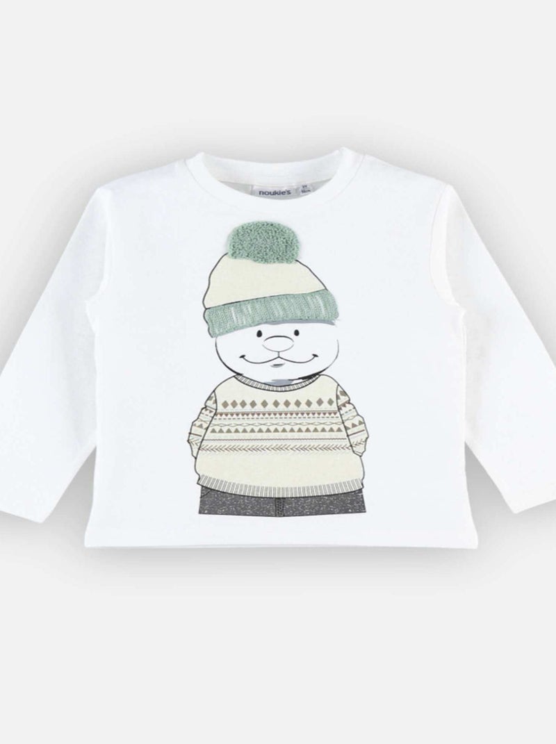 T-shirt longues manches Nouky, Blanc - Kiabi
