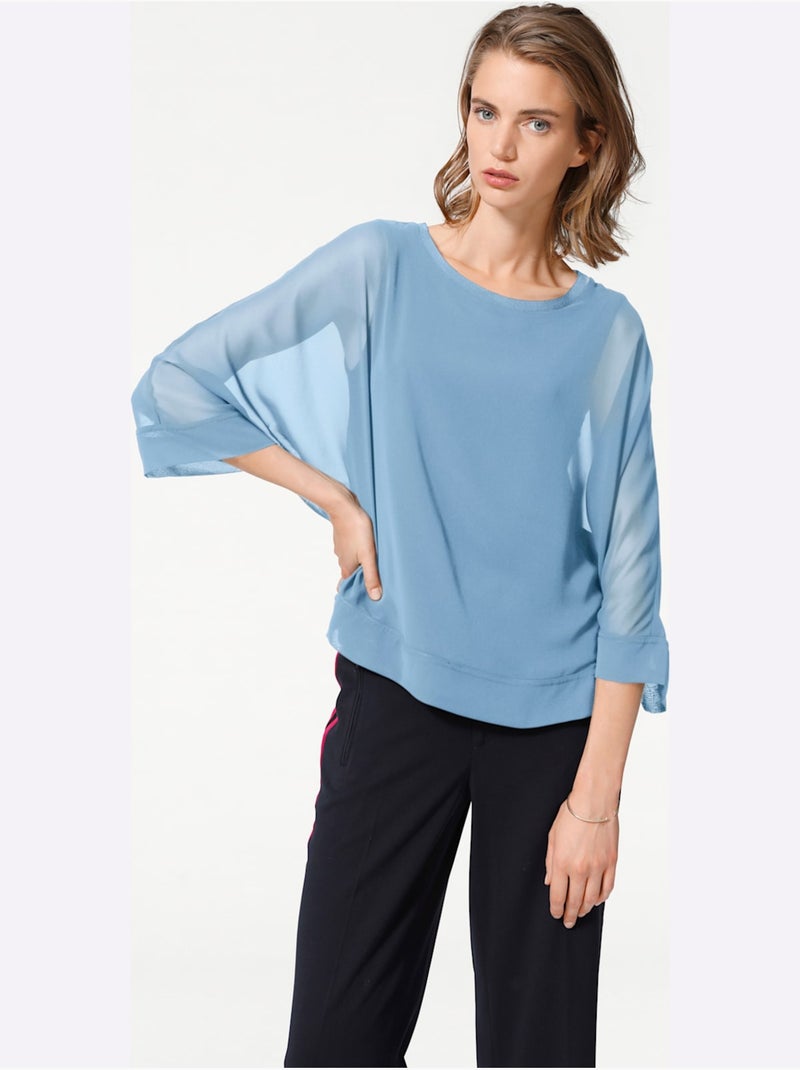 T-shirt Look Ample Tendance - Taille Standard - Helline Bleu - Kiabi