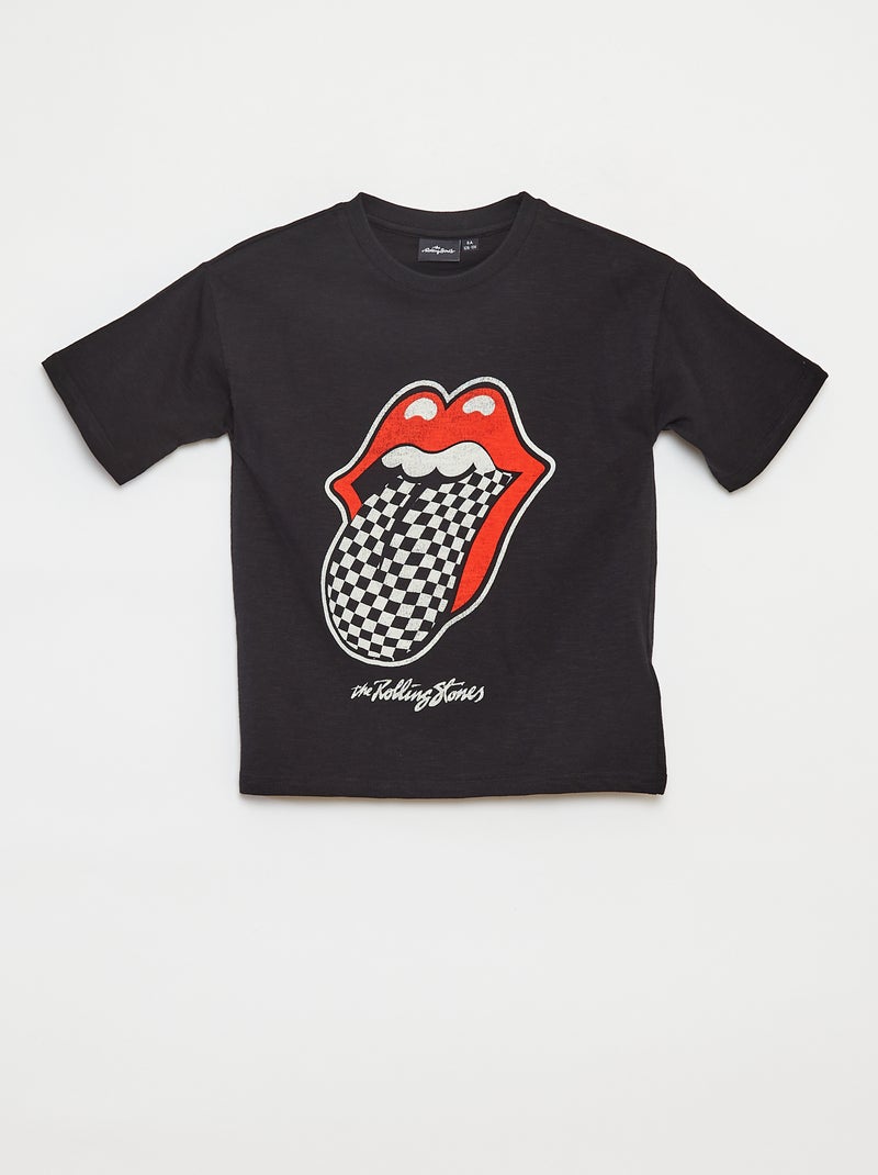 T-shirt loose à manches courtes 'Rolling Stones' Noir - Kiabi