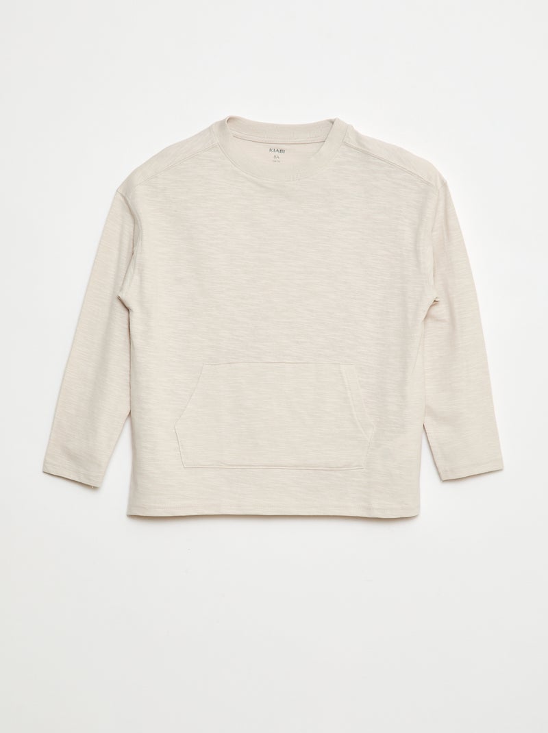 T-shirt loose avec poche kangourou Blanc - Kiabi