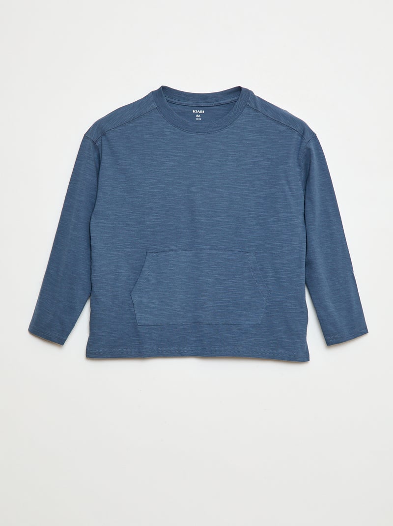 T-shirt loose avec poche kangourou Bleu - Kiabi