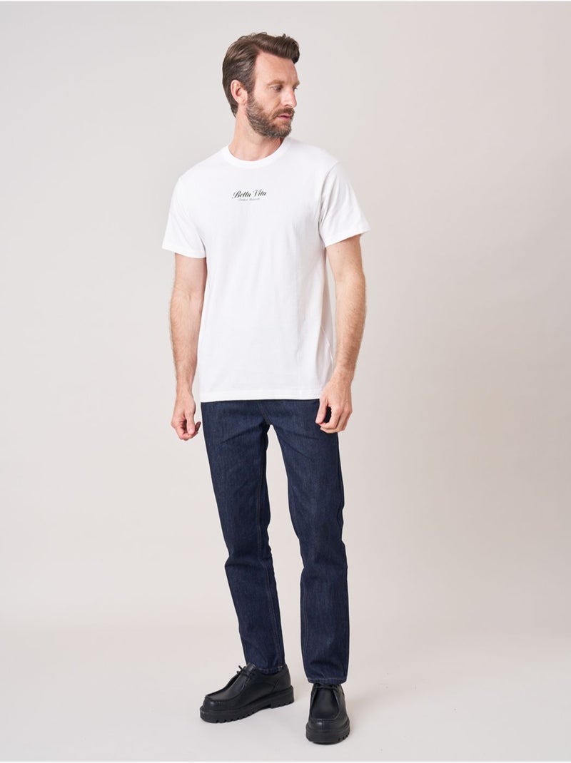 T-shirt loose homme en 100% coton imprimé pasta amore 'deeluxe' Ecru - Kiabi