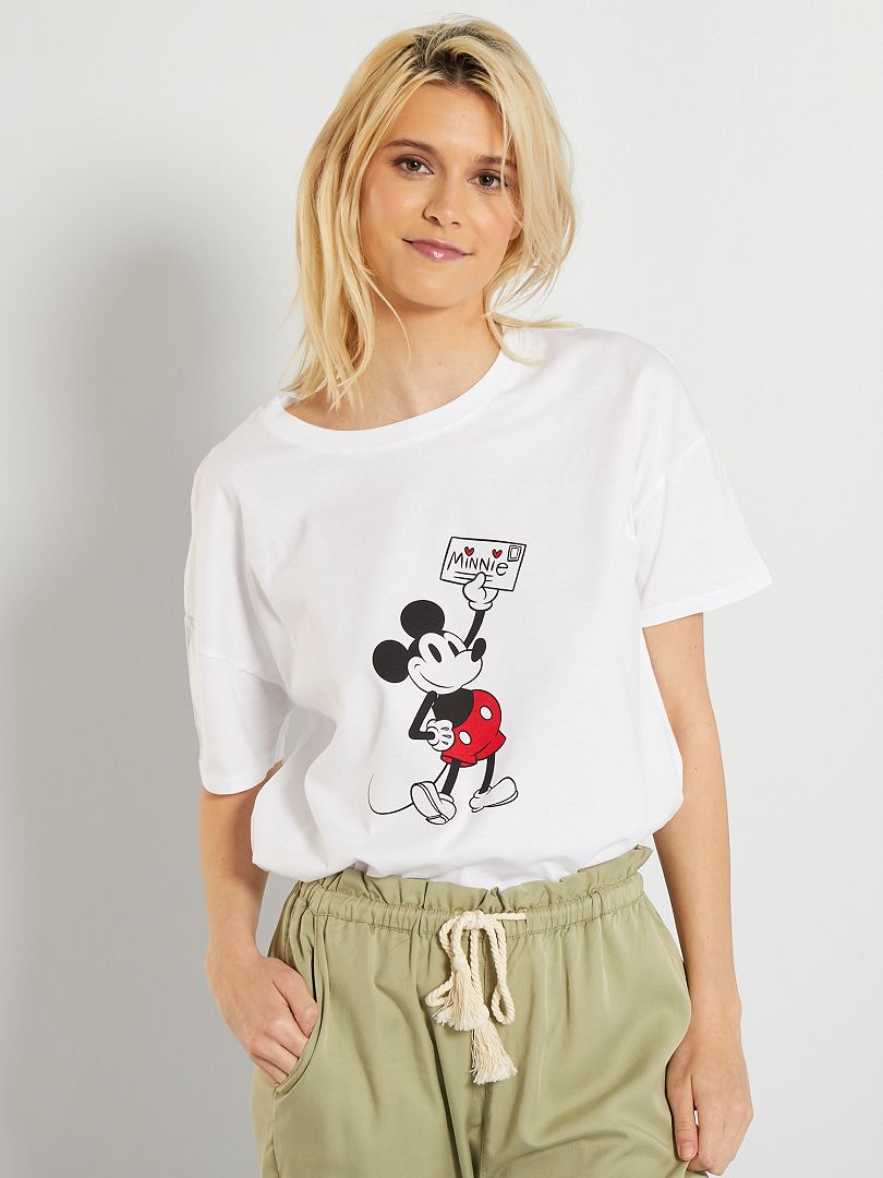 T-shirt loose 'Mickey' blanc imprimé - Kiabi