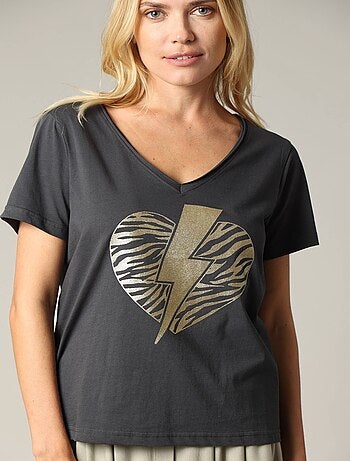 T-shirt LOVERS style rock en jersey de coton avec imprimé 'Deeluxe'