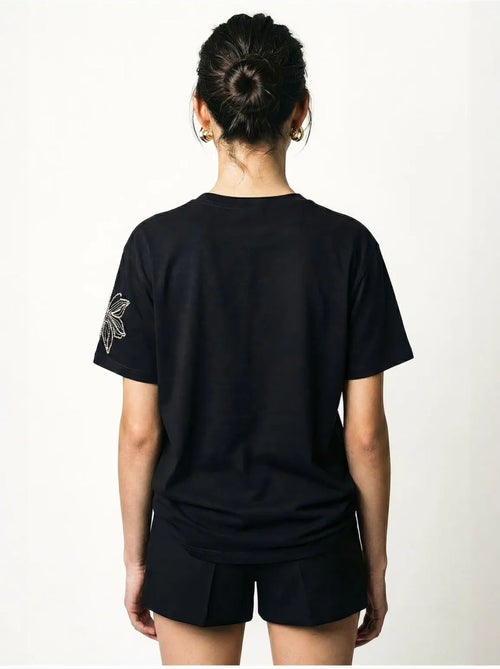 T-shirt lucci à col rond brodé de fleurs - Kiabi T-shirt lucci à col rond brodé de fleurs - Kiabi