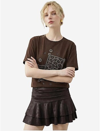 T-shirt lucci à col rond et imprimé géométrique à sequins