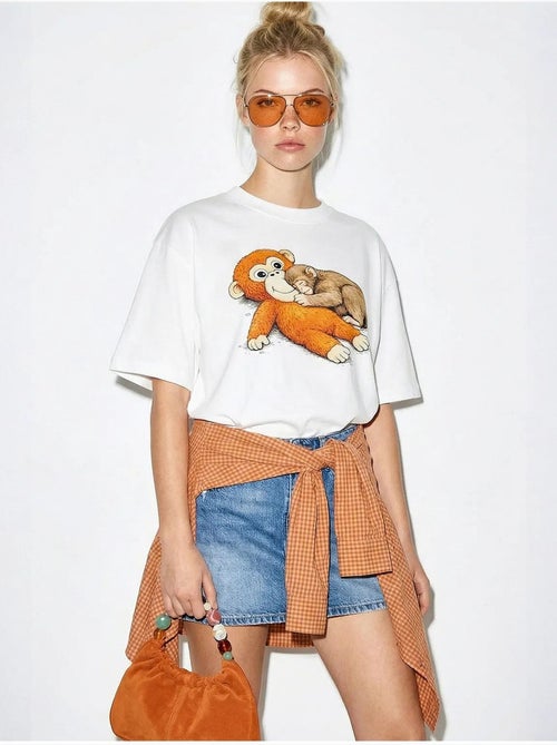 T-shirt lucci imprimé à col rond avec détail accessoire - Kiabi T-shirt lucci imprimé à col rond avec détail accessoire - Kiabi