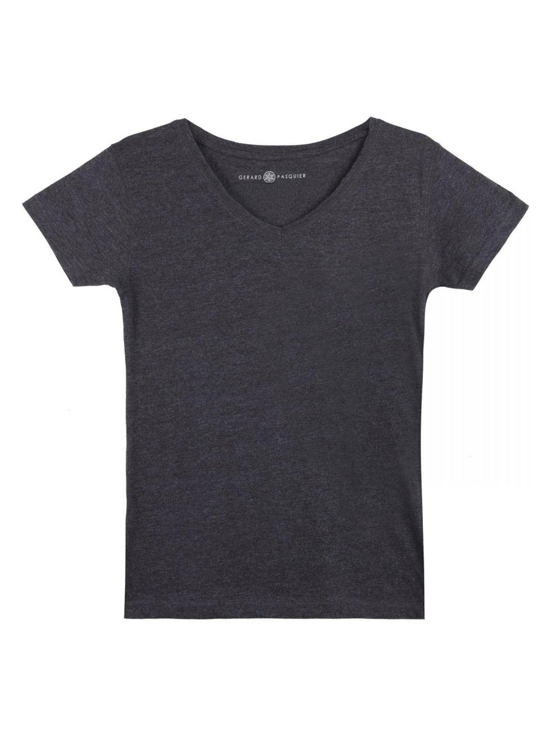 T-Shirt MADDY Gris Anthracite T-shirt col v gris anthracite - Kiabi