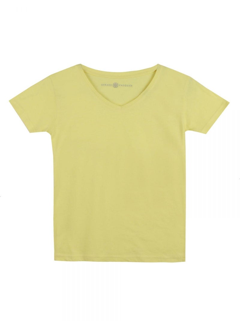 T-Shirt MADDY Jaune T-shirt col v Jaune - Kiabi