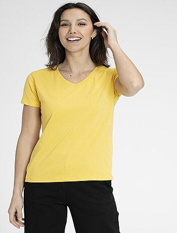 T-shirt MADDY Jaune T-shirts col v