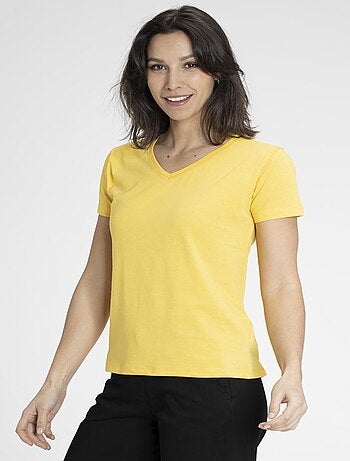 T-shirt MADDY Jaune T-shirts col v