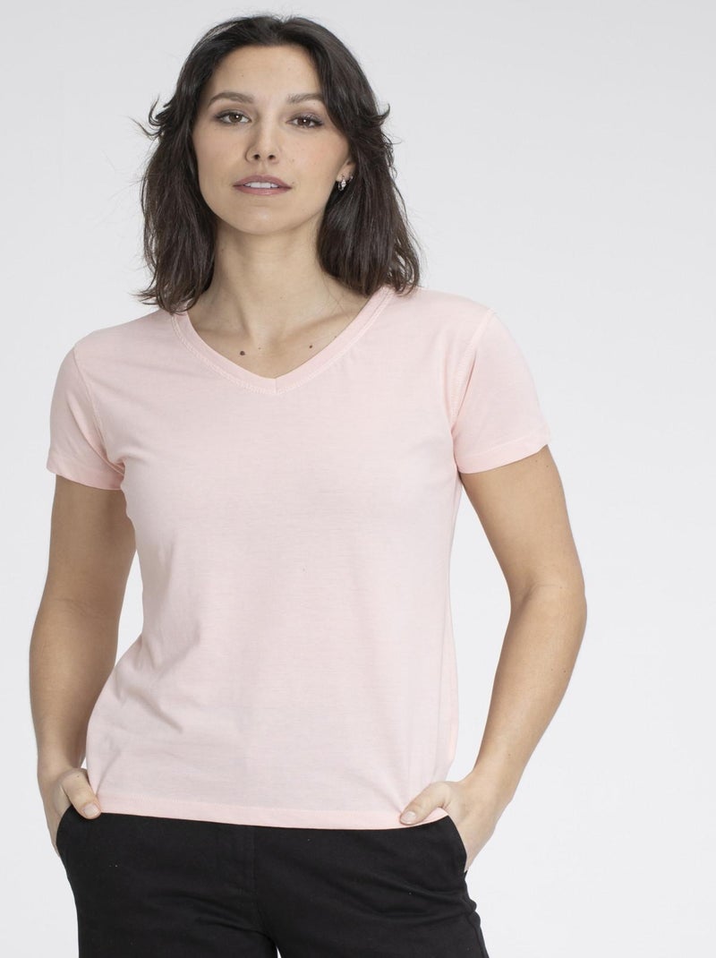 T-shirt MADDY Rose pale T-shirts col v Rose pâle - Kiabi