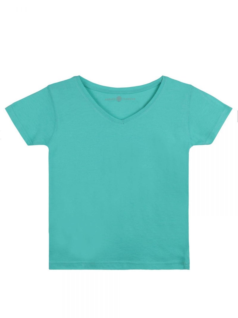 T-Shirt MADDY Vert T-shirt col v Vert - Kiabi