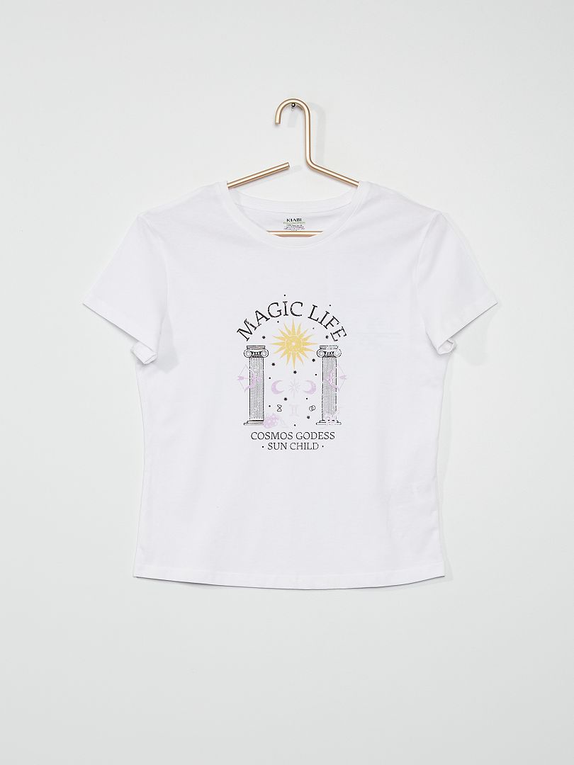 T-shirt 'magic life' blanc magic - Kiabi